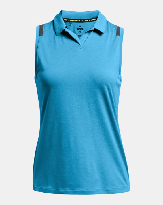 Women's Curry Splash Sleeveless Polo in Blue image number 3